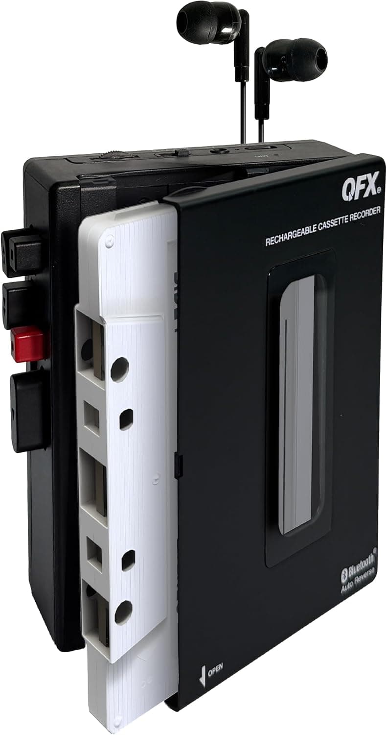 QFX RETRO-1980 Portable Bluetooth Cassette Tape Player Recorder