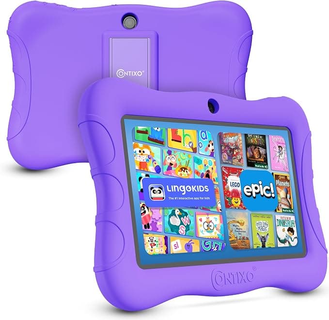 Contixo 7" Kids Tablet - Purple - 32GB, Android Tablet w/Exclusive 14+ Learning Games & Educational Apps, WiFi, Parental Controls, Kid-Proof Case & Kickstand